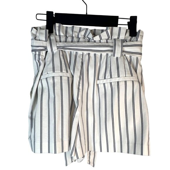 2/$30 Zara Small Striped High-Waisted Shorts Tie Belt Cotton Blend - Picture 8 of 12